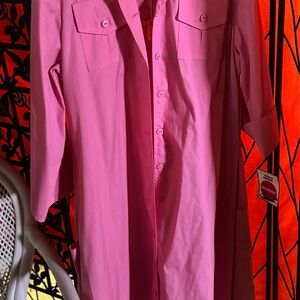 Bright Pink Button-Up Shirt Dress